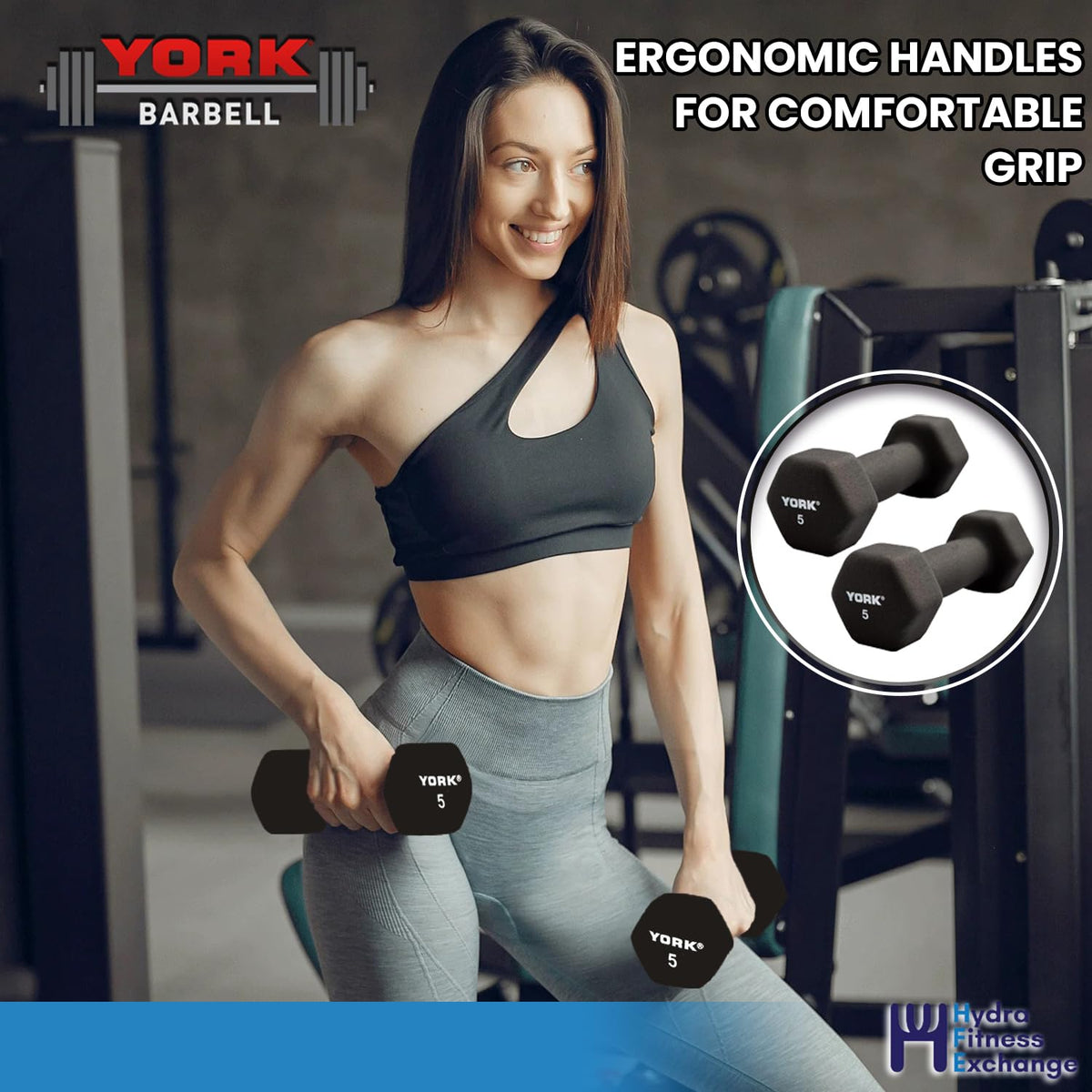 Neoprene Hexagon Dumbbells with Cast Ergo Handle, 10lb Pack of 4 W929001