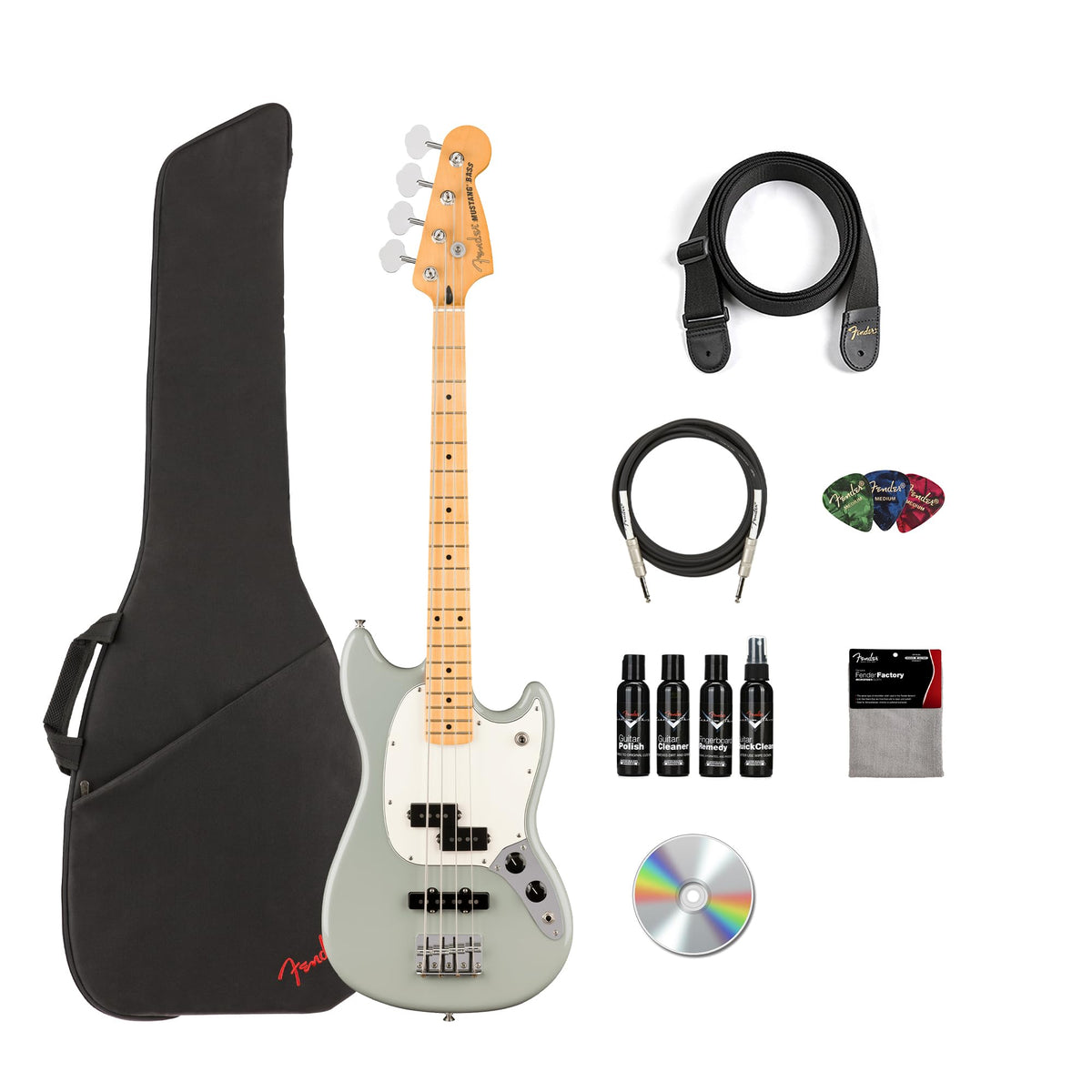 Cactus Gray Bass Guitar Bundle with Gig Bag I255