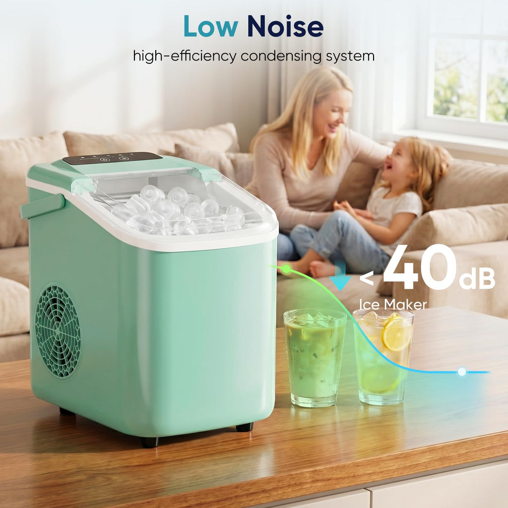 Countertop Ice Maker with Basket and Scoop, 26lbs Daily D9642