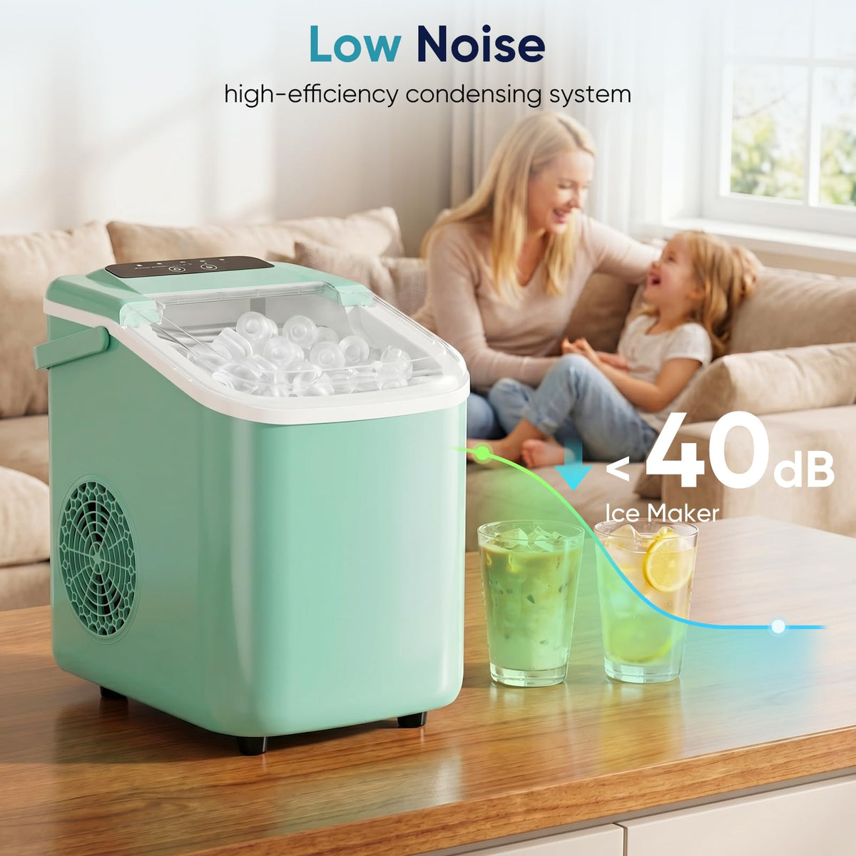 Countertop Ice Maker with Basket and Scoop, 26lbs Daily D9642