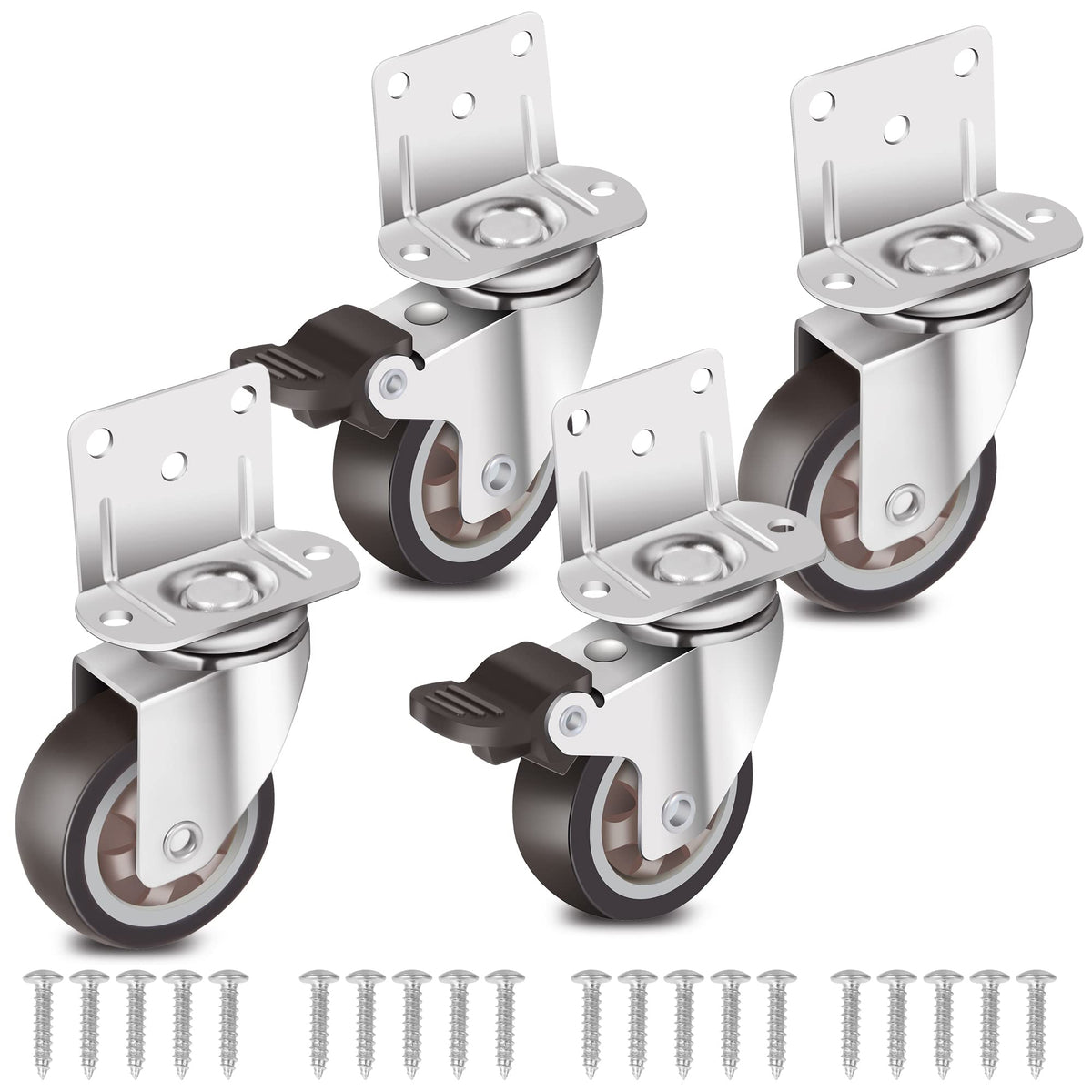 2 Inch L-Shaped Rubber Caster Set of 4 B74554