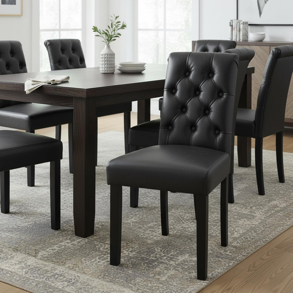 Black PU Leather Dining Chairs Set of 4 A5771