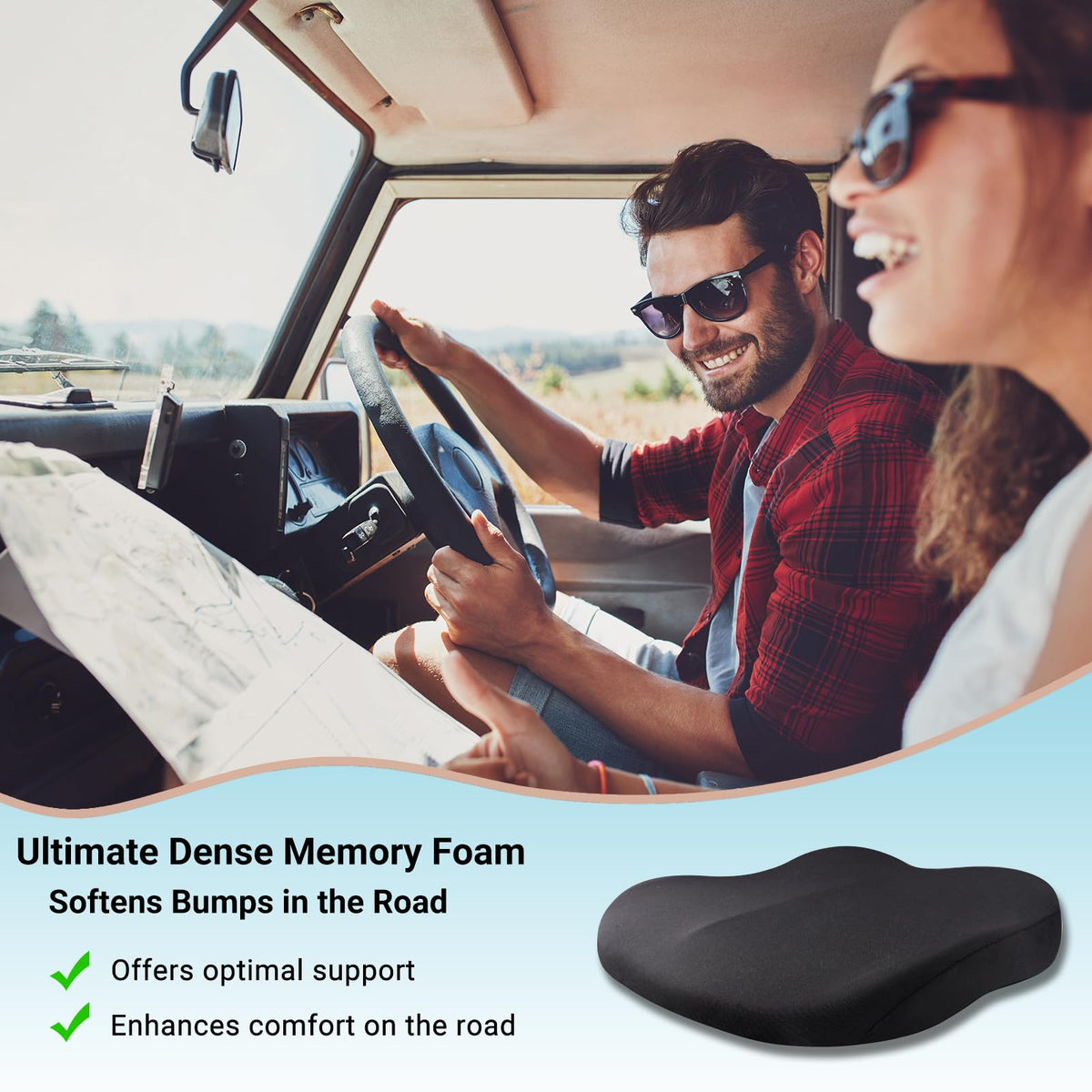 Black Memory Foam Car Seat Cushion V53452