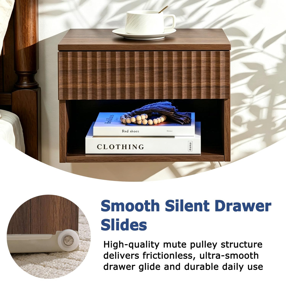 Wall Mounted Floating Nightstand Set of 2 with Drawer N374104