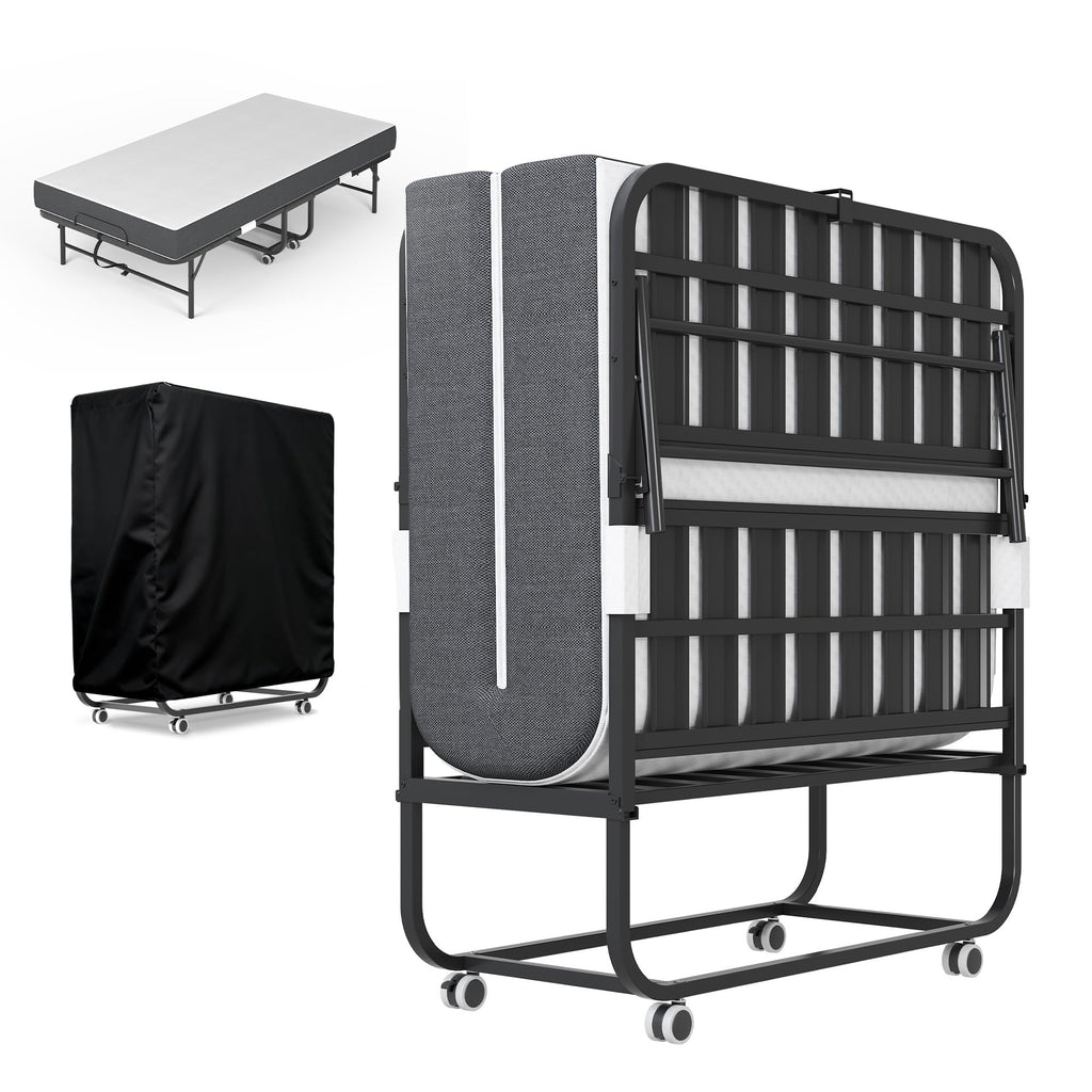 Folding Bed with Mattress, 5-Inch Memory Foam, 500lbs Capacity, Metal Frame V131656