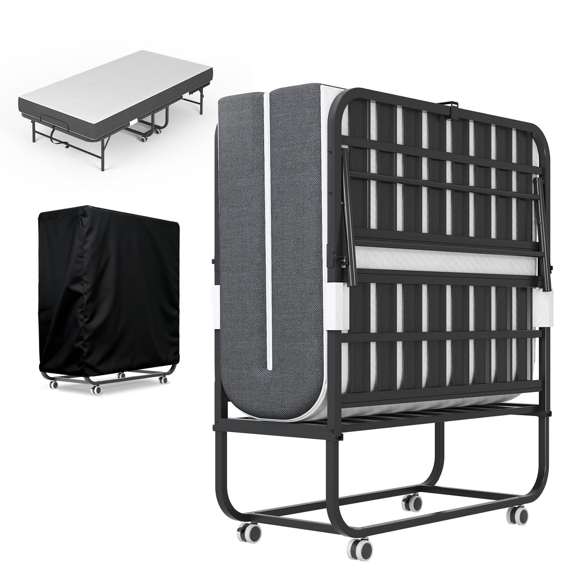 Folding Bed with Mattress, 5-Inch Memory Foam, 500lbs Capacity, Metal Frame V131656