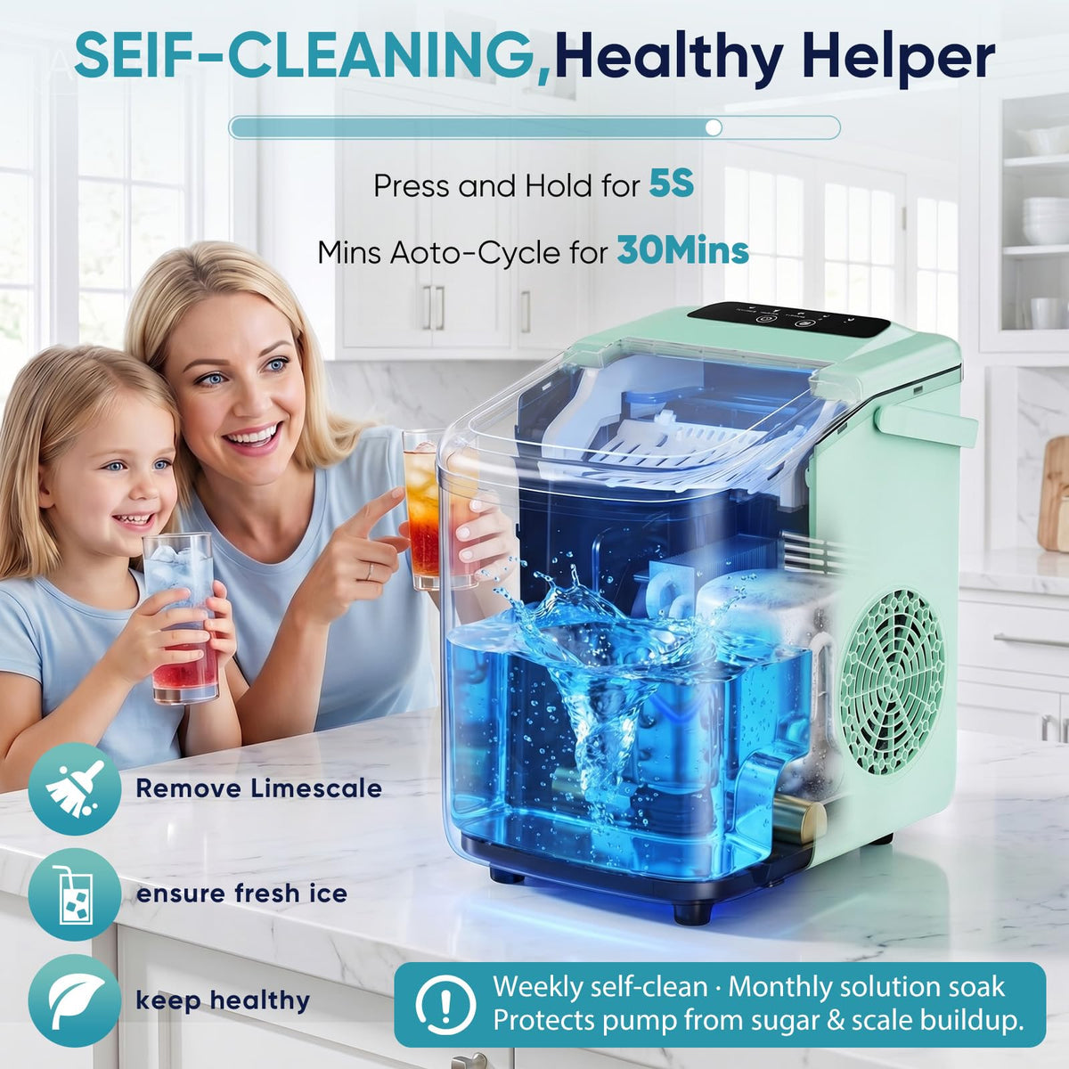 Countertop Ice Maker with Basket and Scoop, 26lbs Daily D9642