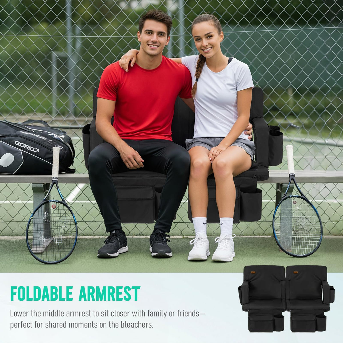 Stadium Seat with Back Support and Armrests 2-Pack J818