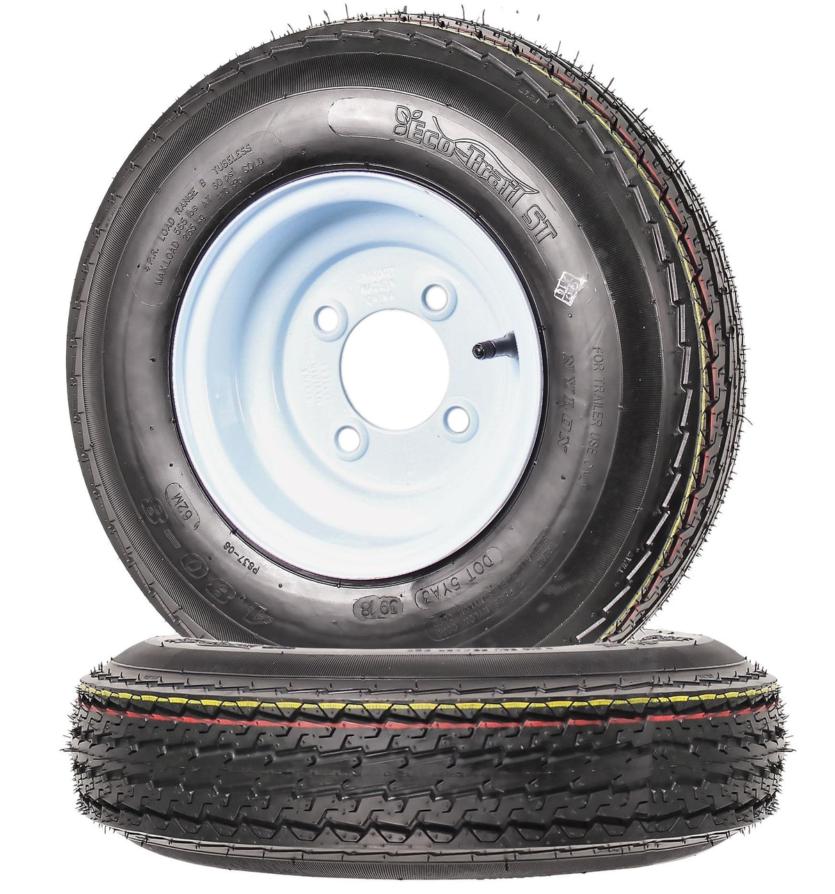 2-Pack Trailer Tire Rim Assembly 480-8 4.80-8 8 Inch LRC 4 Lug X31757