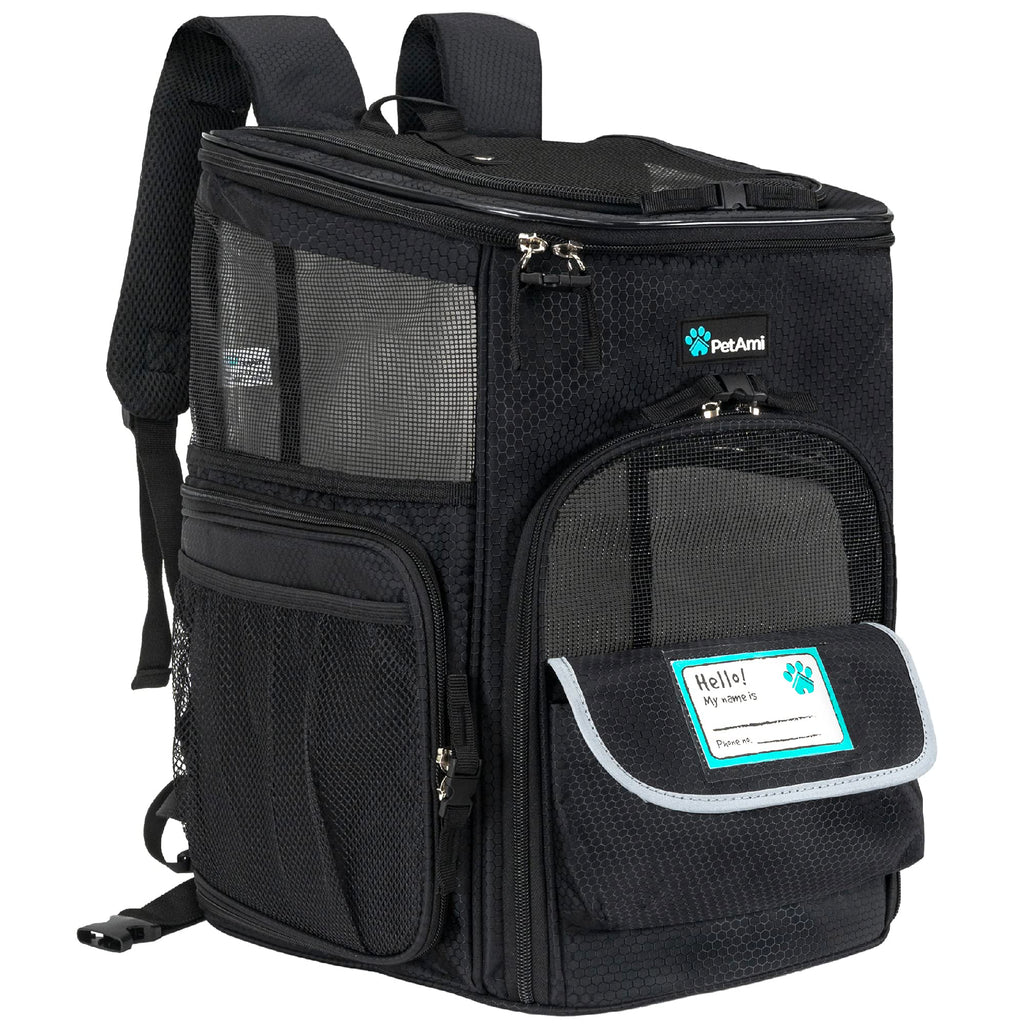 Dog Backpack Carrier, Airline Approved 4-Way Entry Cat Bag, Black B8902