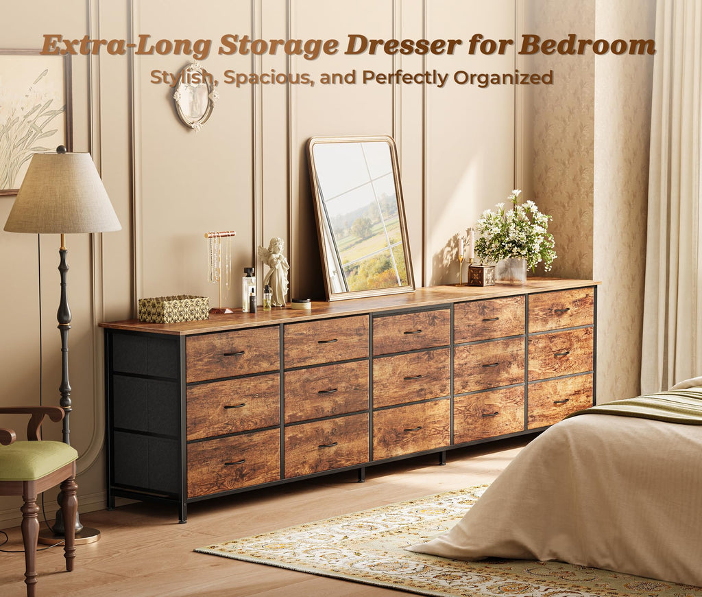 78.7 inch 15 Drawer Fabric Dresser L61126
