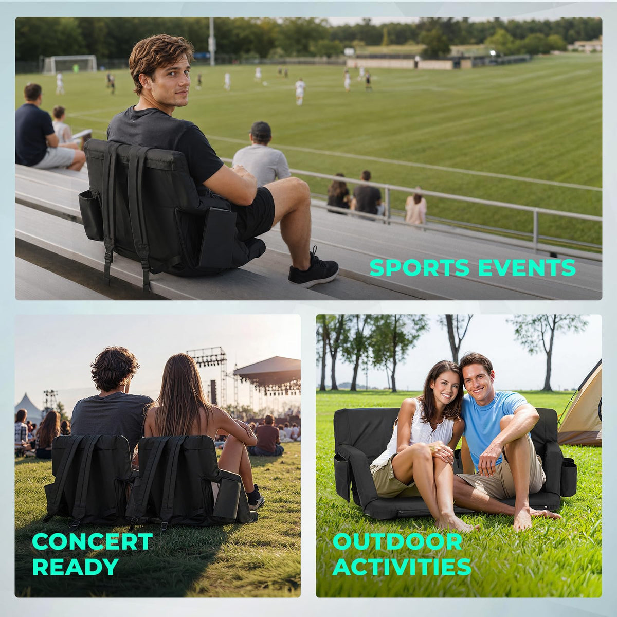 Stadium Seat with Back Support and Armrests 2-Pack J818