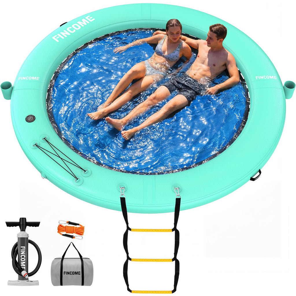 Inflatable Water Hammock Floating Dock with Water Ladder and Cup Holder J684492