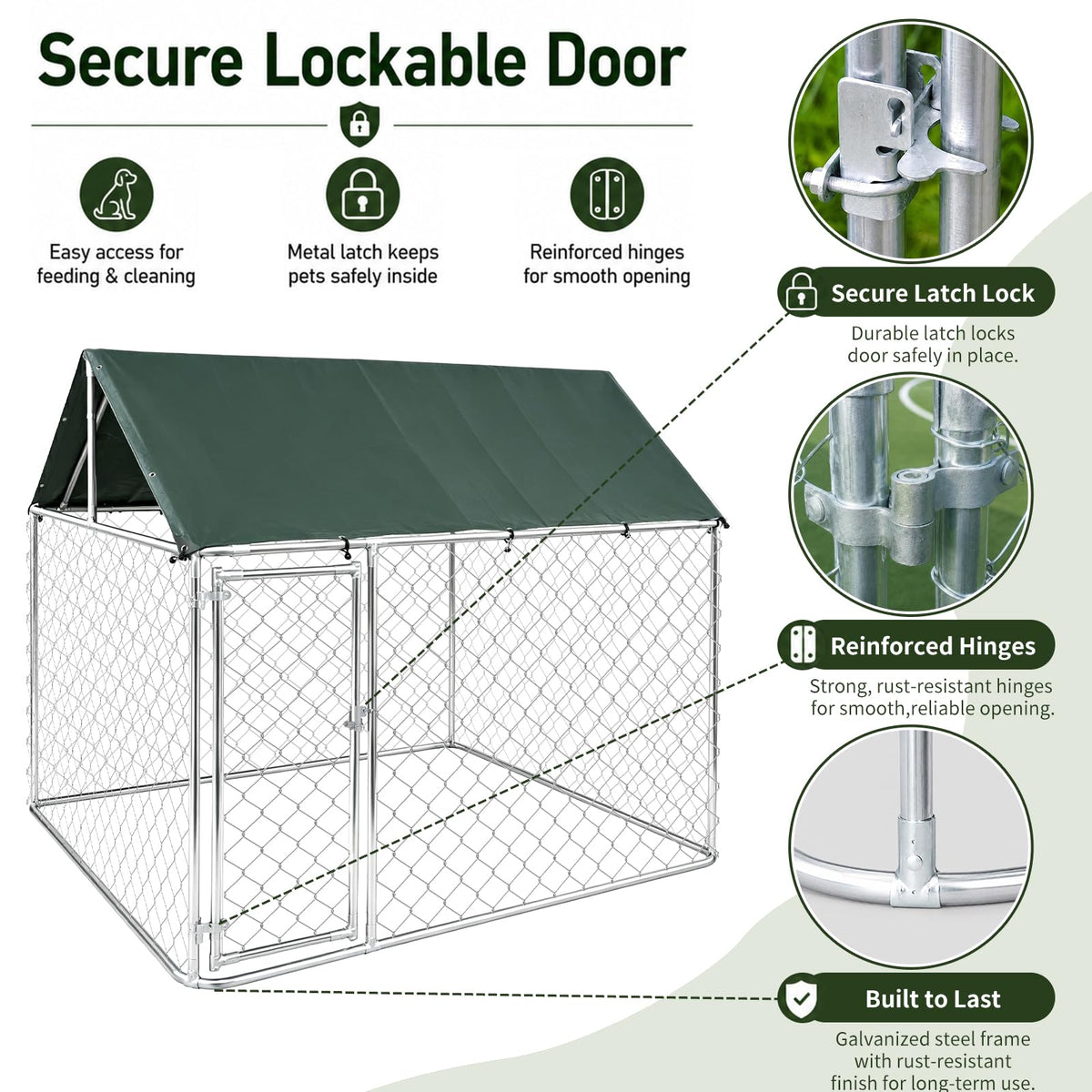 Heavy Duty Outdoor Dog Kennel Galvanized Steel Enclosure A9644