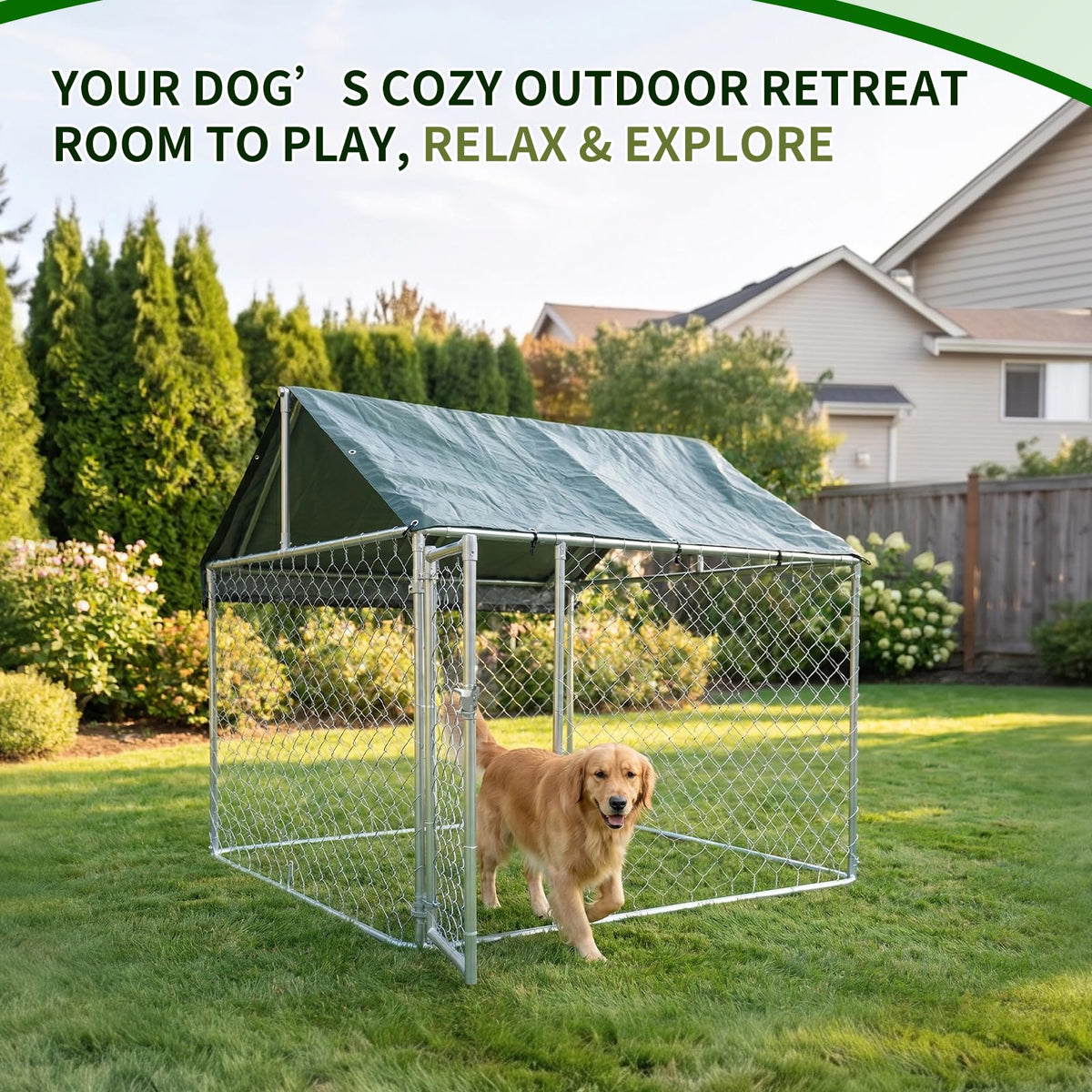 Heavy Duty Outdoor Dog Kennel Galvanized Steel Enclosure A9644