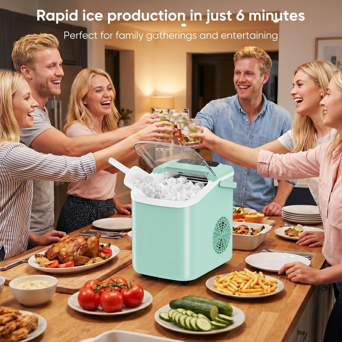 Countertop Ice Maker with Basket and Scoop, 26lbs Daily D9642