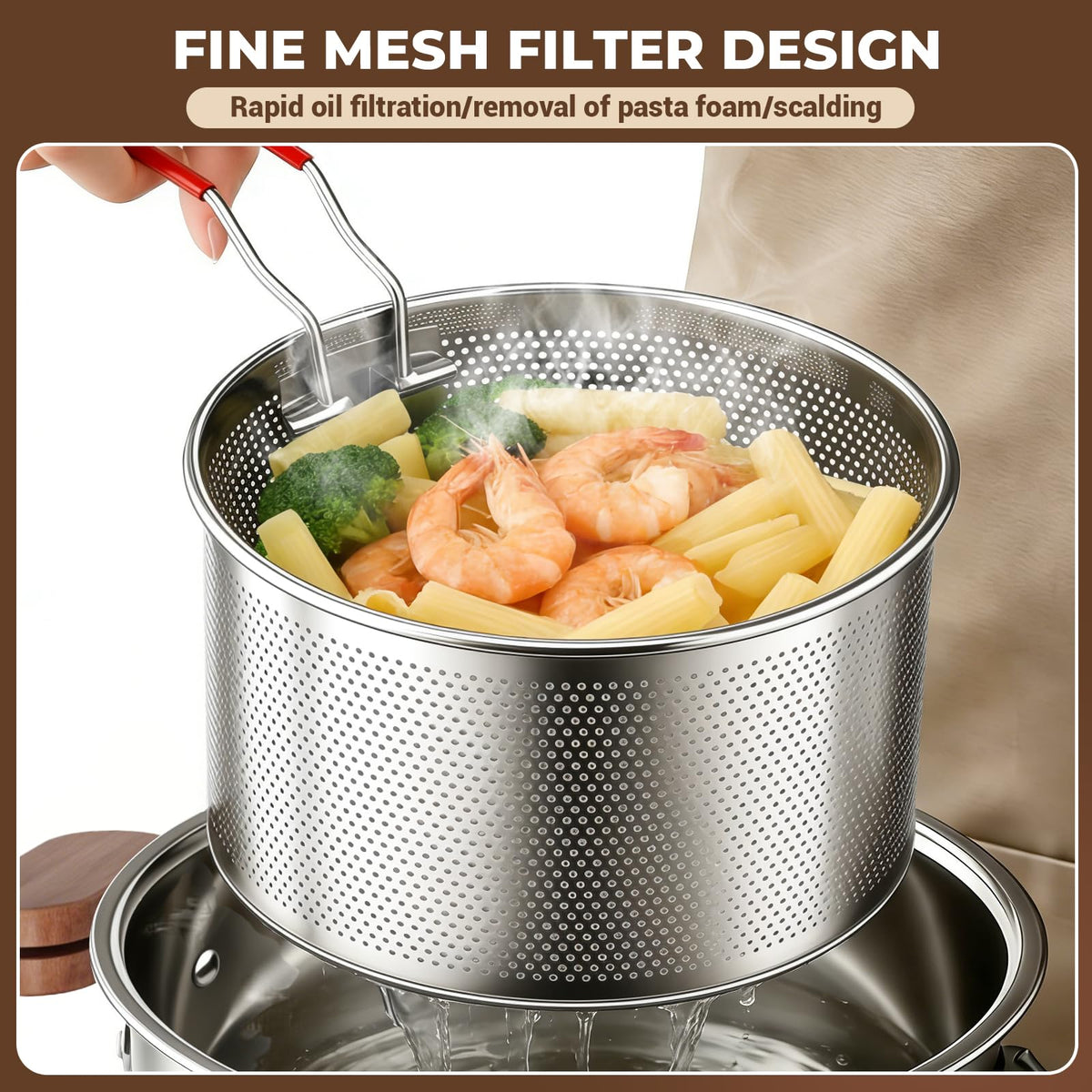 2.8L Stainless Steel Deep Fryer Pot with Basket N49716