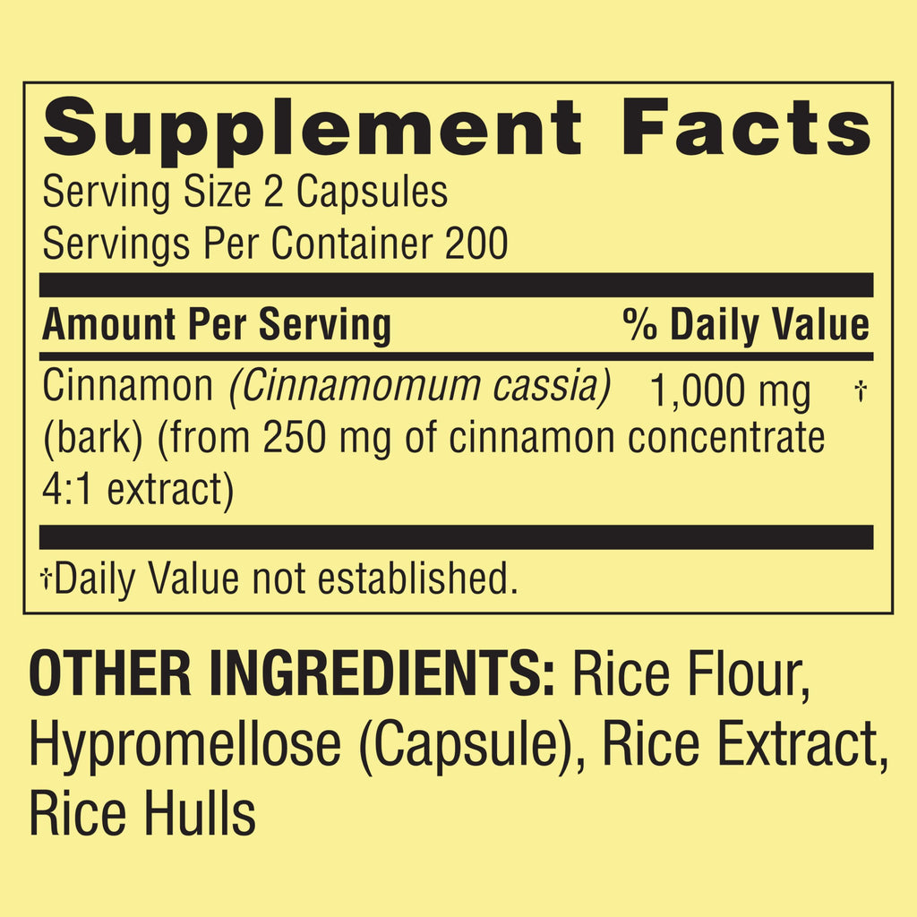 Cinnamon 1000 mg 400 Count Dietary Supplement P2408