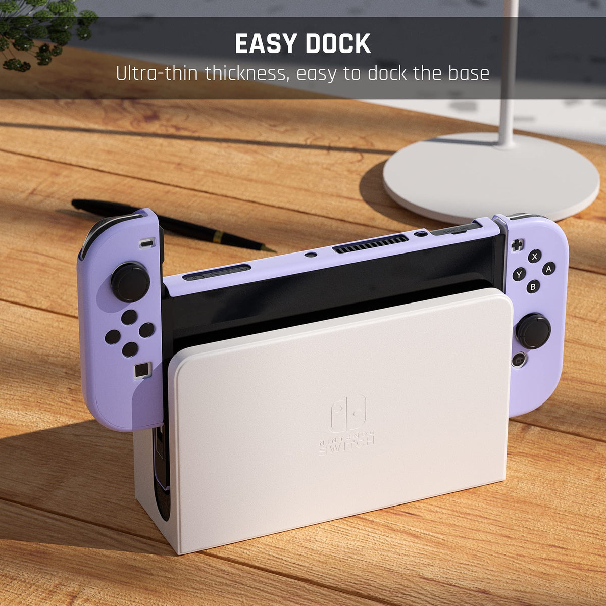 Purple Case for Nintendo Switch OLED Model with Screen Protector and 4 Thumb Grip Caps A57204