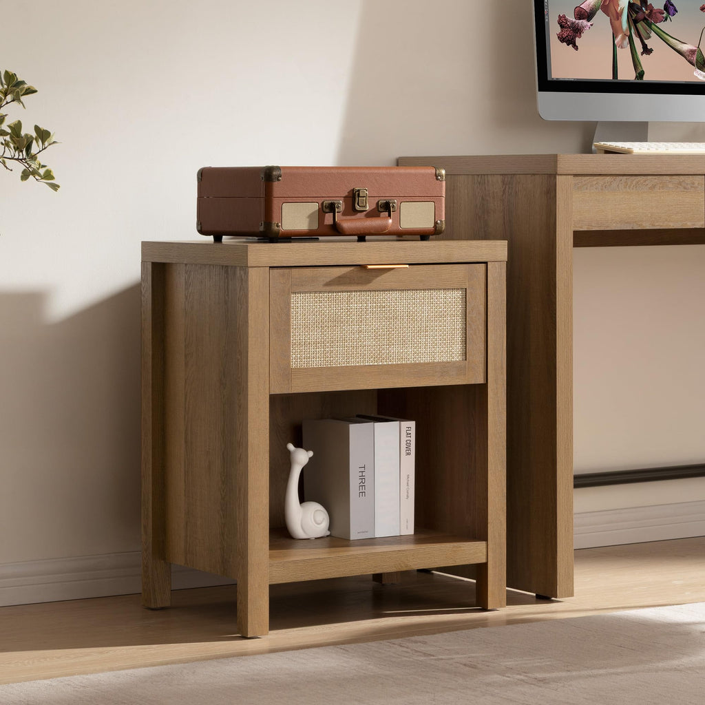 Rattan Night Stand with Charging Station T16954