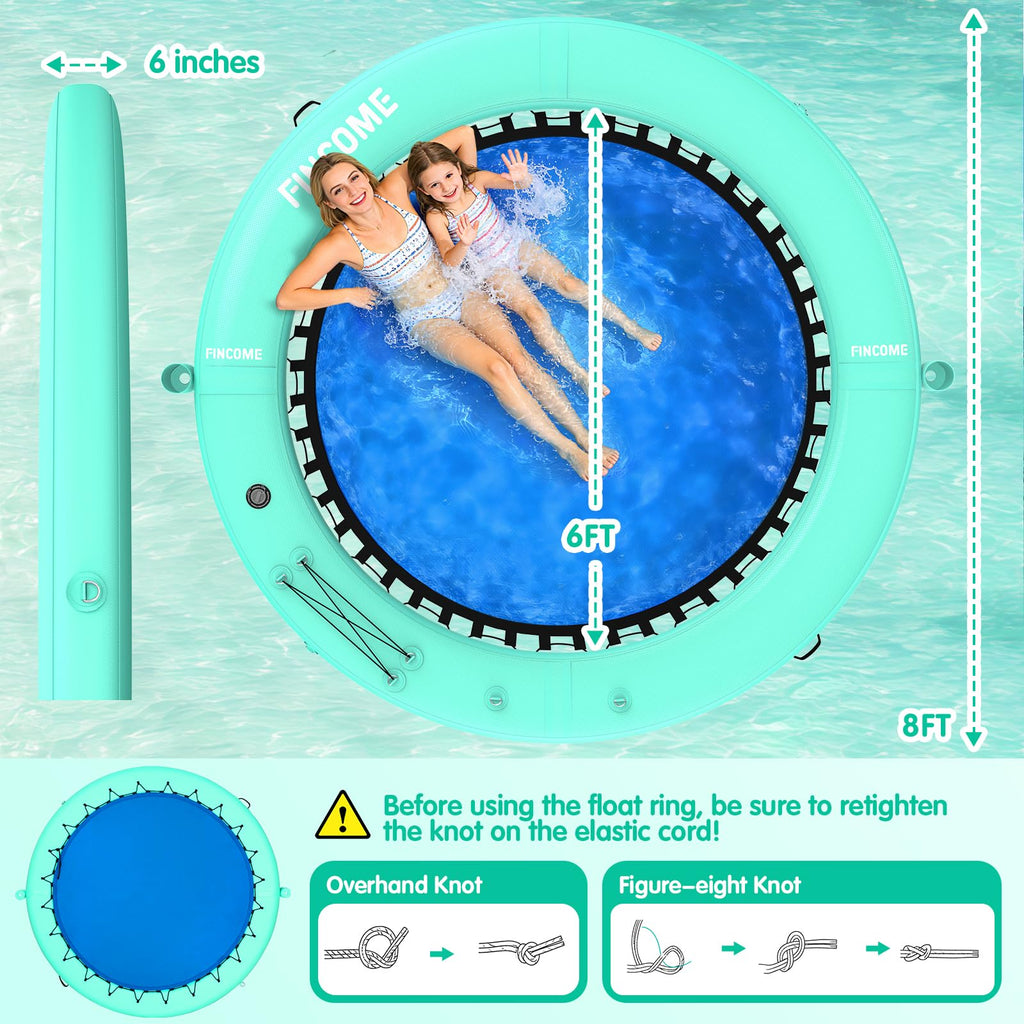 Inflatable Water Hammock Floating Dock with Water Ladder and Cup Holder J684492