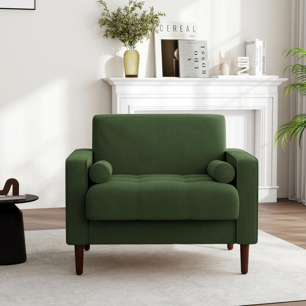 Set of 2 Green Corduroy Upholstered Accent Chairs I306776