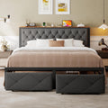 King Size Metal Platform Bed Frame with 2 Storage Drawers S24401