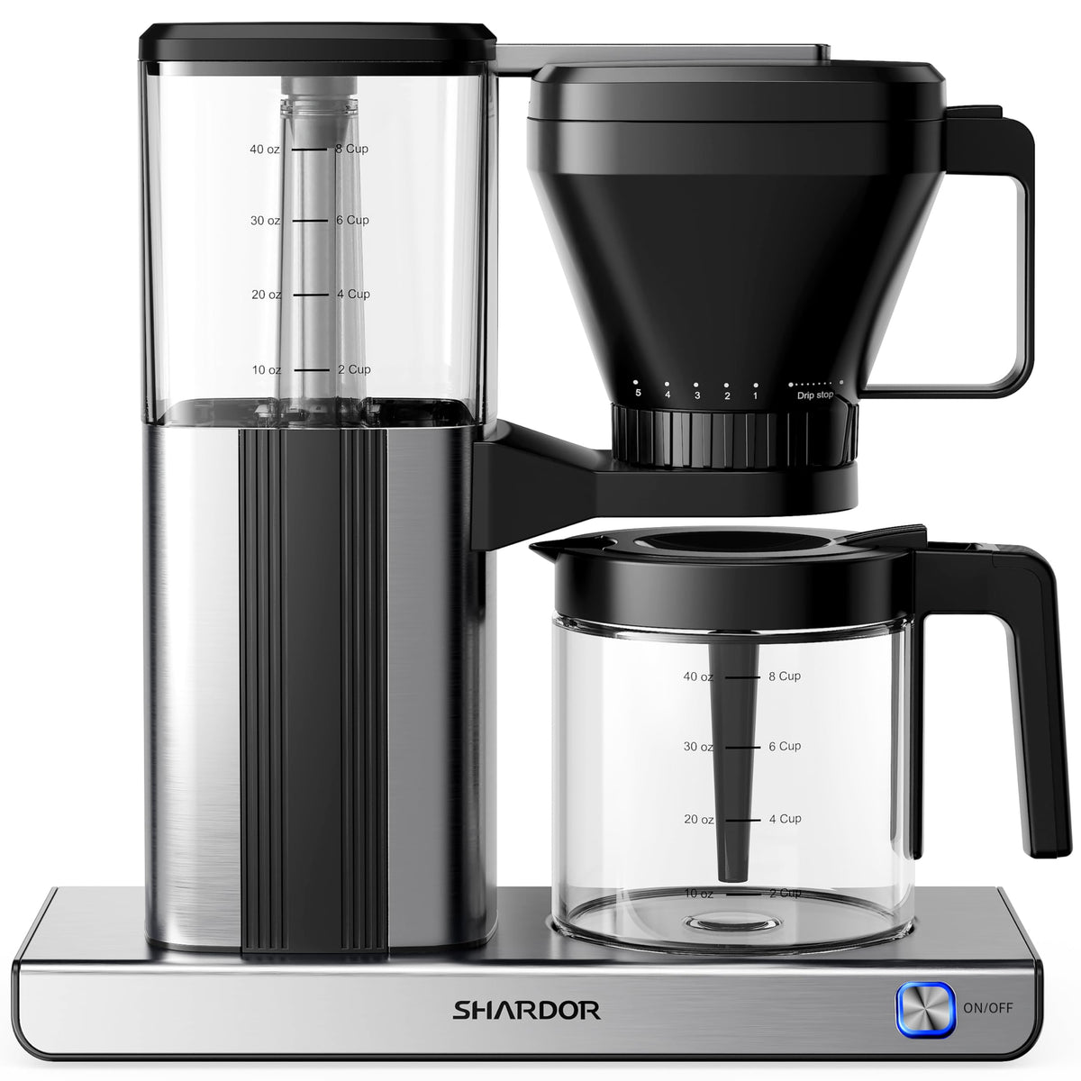 8 Cup Drip Coffee Maker with Reusable Filter and Glass Pot K455