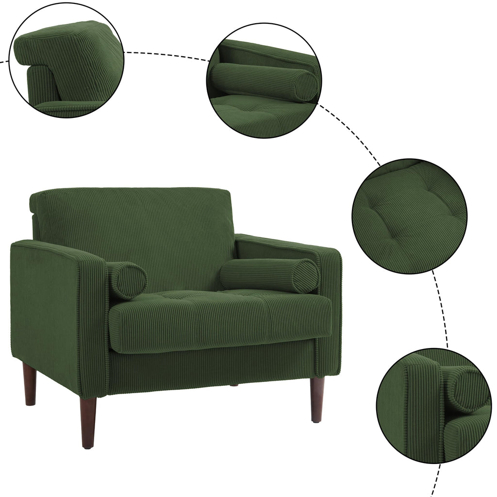 Set of 2 Green Corduroy Upholstered Accent Chairs I306776