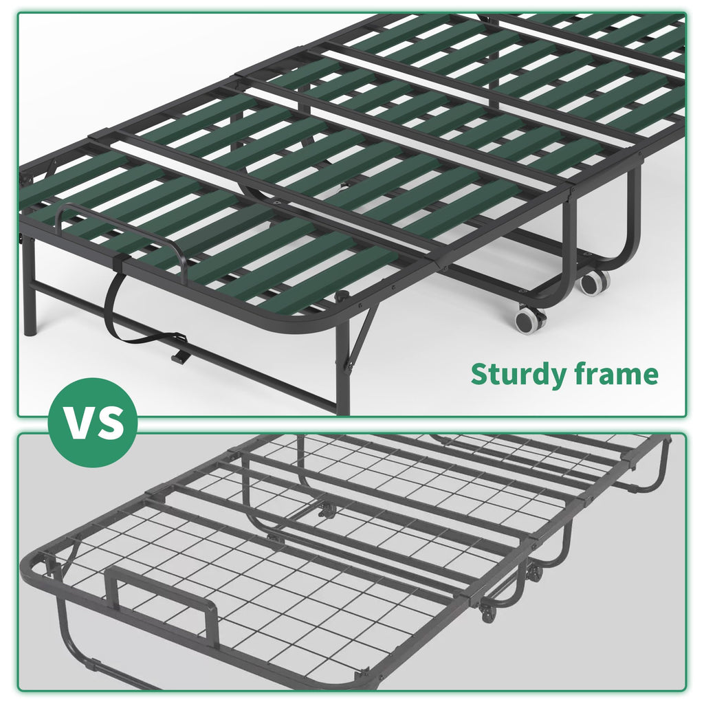 Folding Bed with Mattress, 5-Inch Memory Foam, 500lbs Capacity, Metal Frame V131656