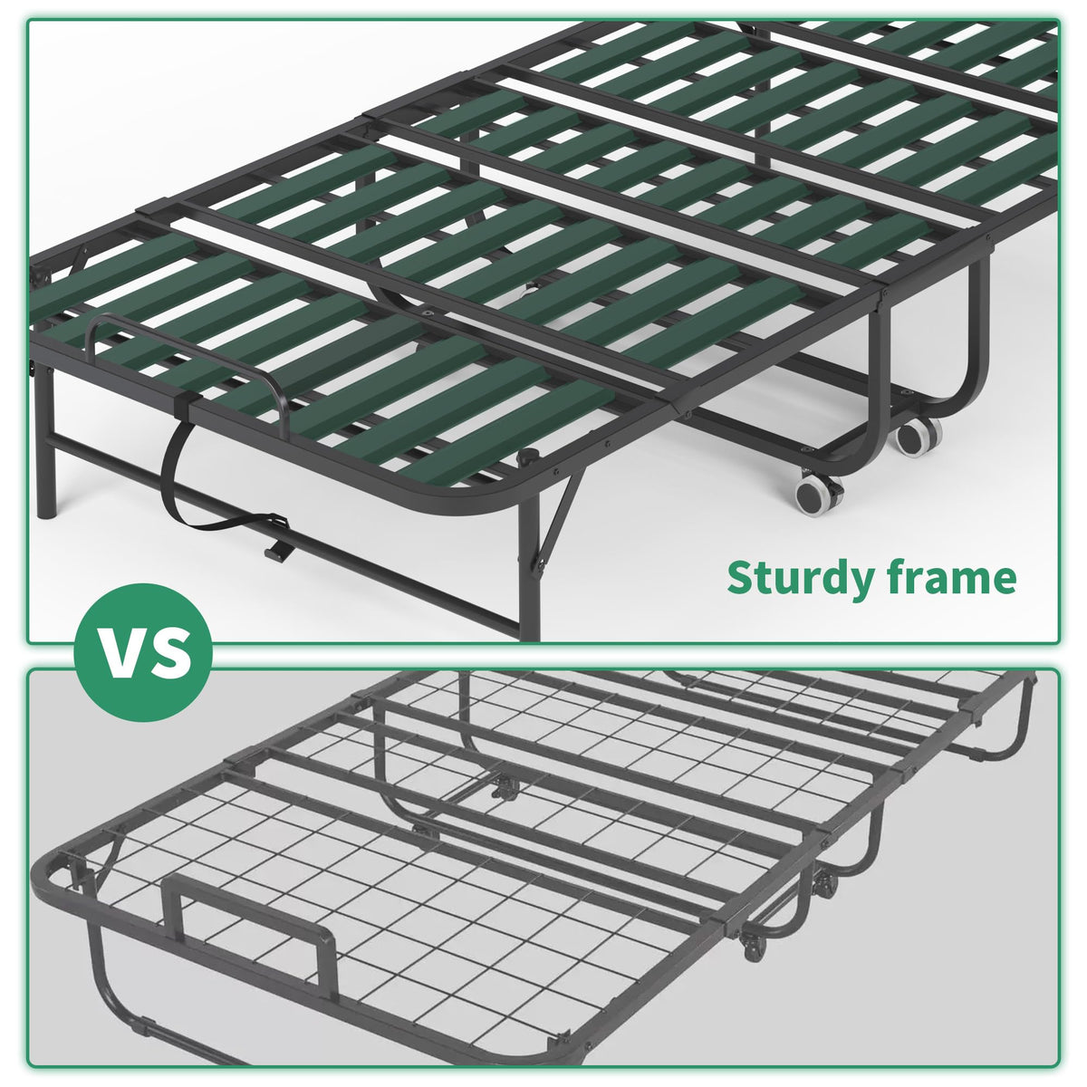 Folding Bed with Mattress, 5-Inch Memory Foam, 500lbs Capacity, Metal Frame V131656