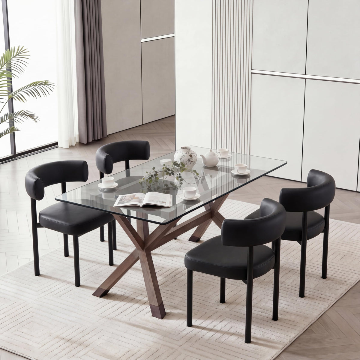 Black Faux Leather Dining Chairs Set of 4 P837895