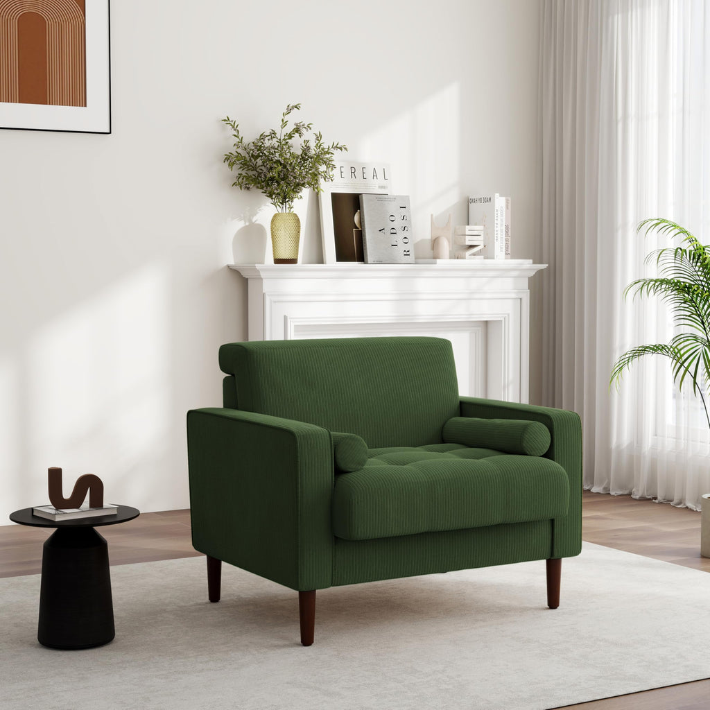 Set of 2 Green Corduroy Upholstered Accent Chairs I306776