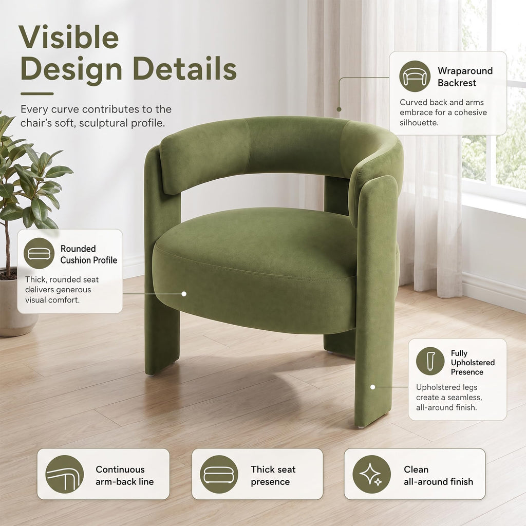Set of 2 Velvet Upholstered Accent Chairs with Wooden Legs J182207