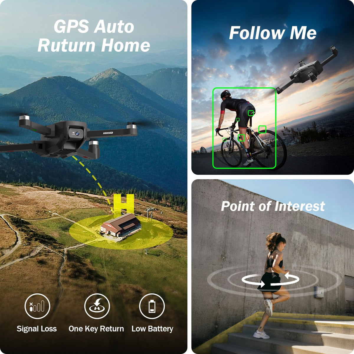 GPS Drone with EIS Camera, 4.5" HD LCD RC Screen, 32G SD Card, under 249g O9626
