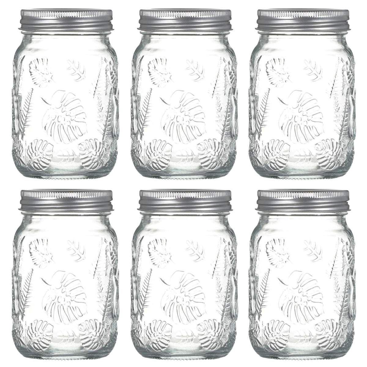 6-Pack Glass Mason Jars 16 oz Wide Mouth Canning Jars P71012