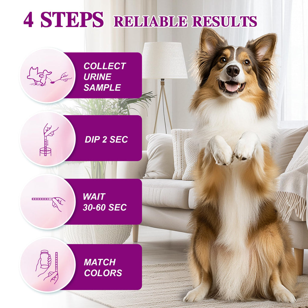 Dog & Cat Urine Test Strips, 4-in-1 Pet Urinalysis Testing Kit K1680