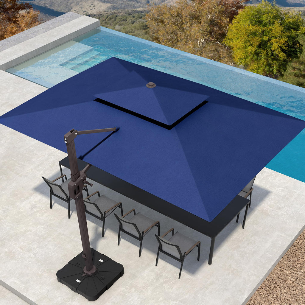 10' X 13' Patio Cantilever Umbrella with Base and LED Lights X909