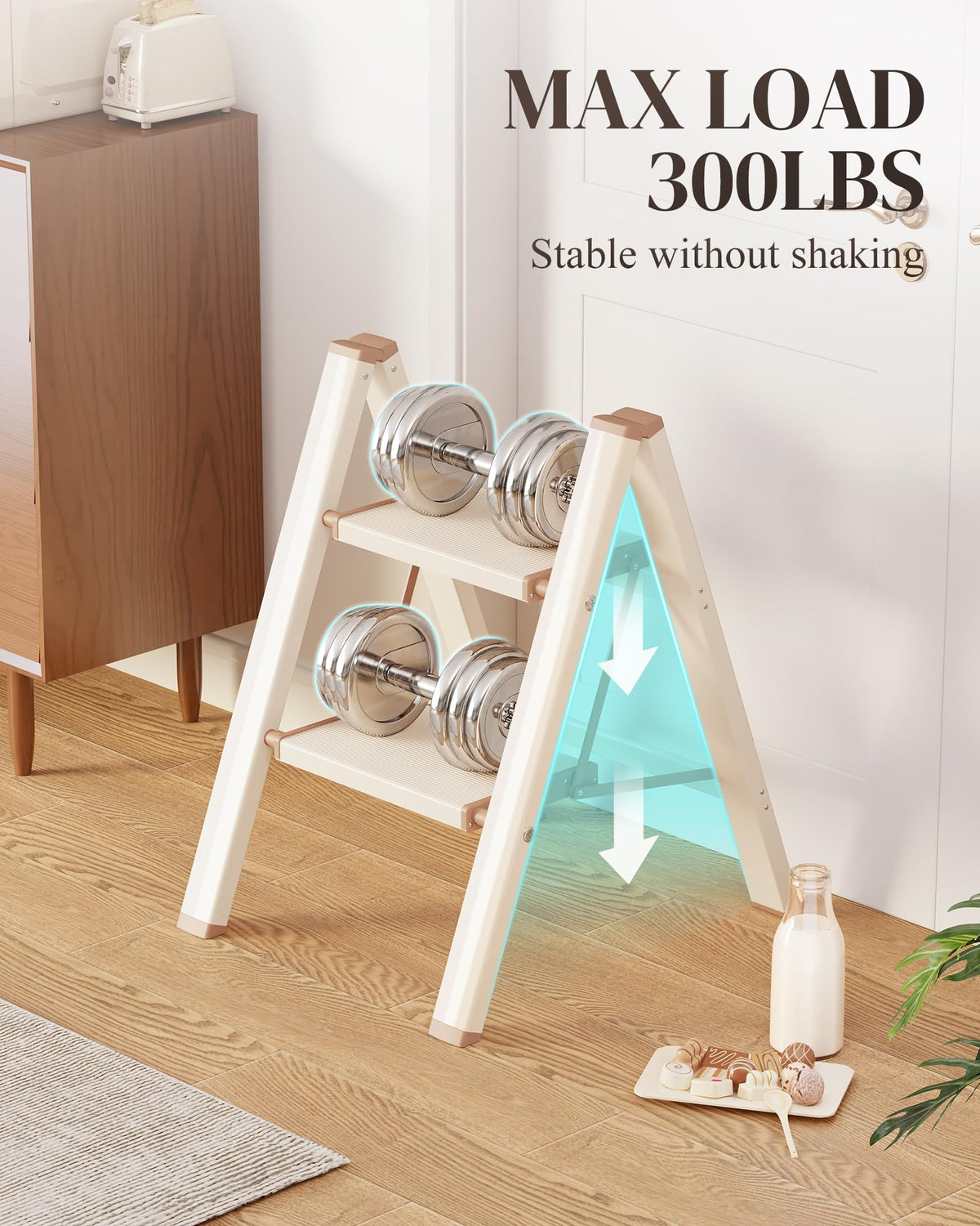Foldable Aluminum 2 Step Ladder P964