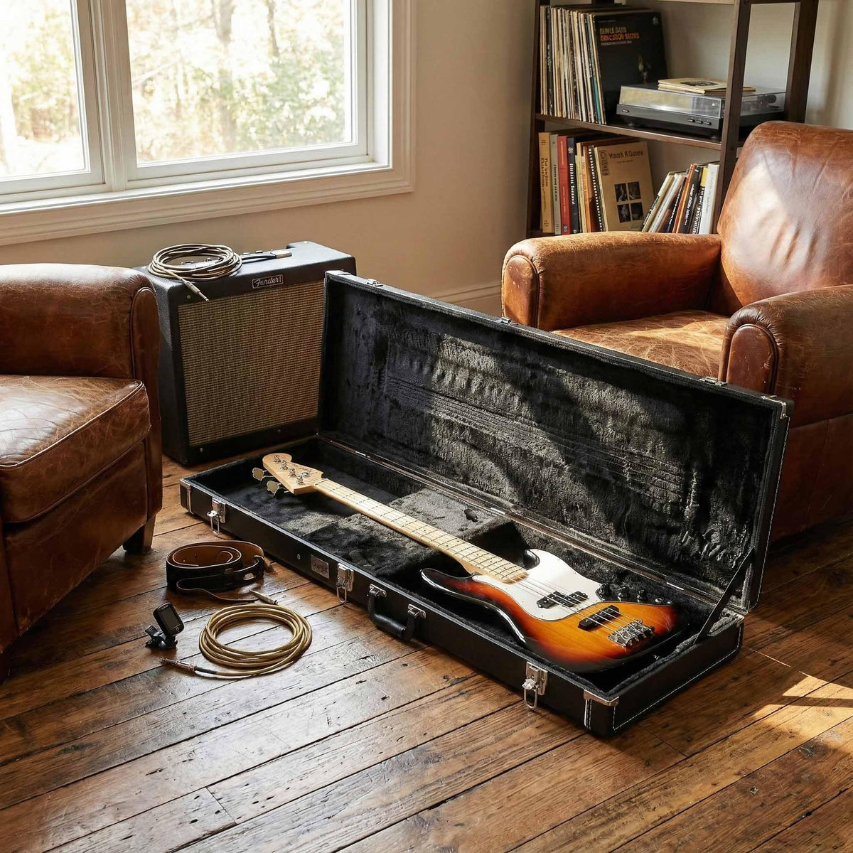 Black Bass Guitar Hard Case with Lock and Key G292791