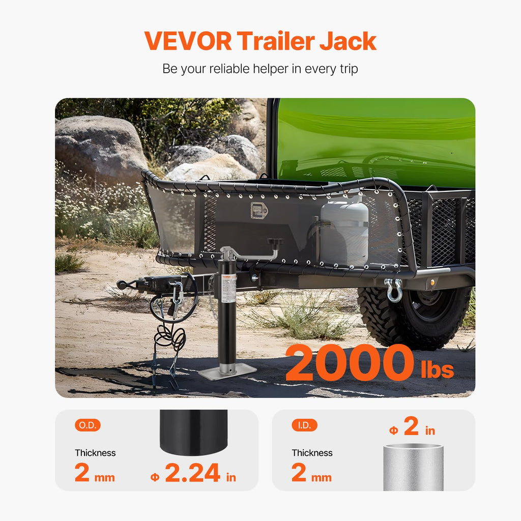 2000 lbs Weld-on Swivel Trailer Jack with Handle M5191