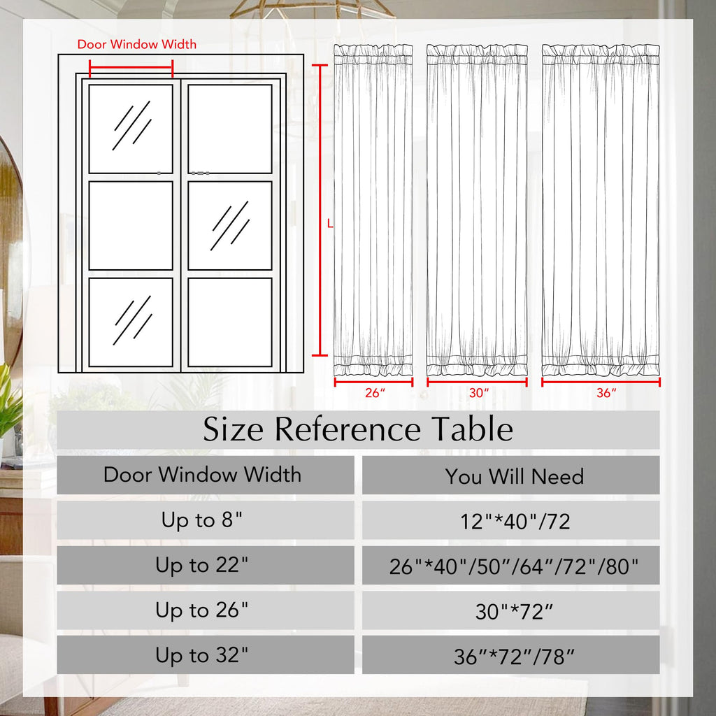 Cream Linen French Door Curtain 72 Inch Length I60886