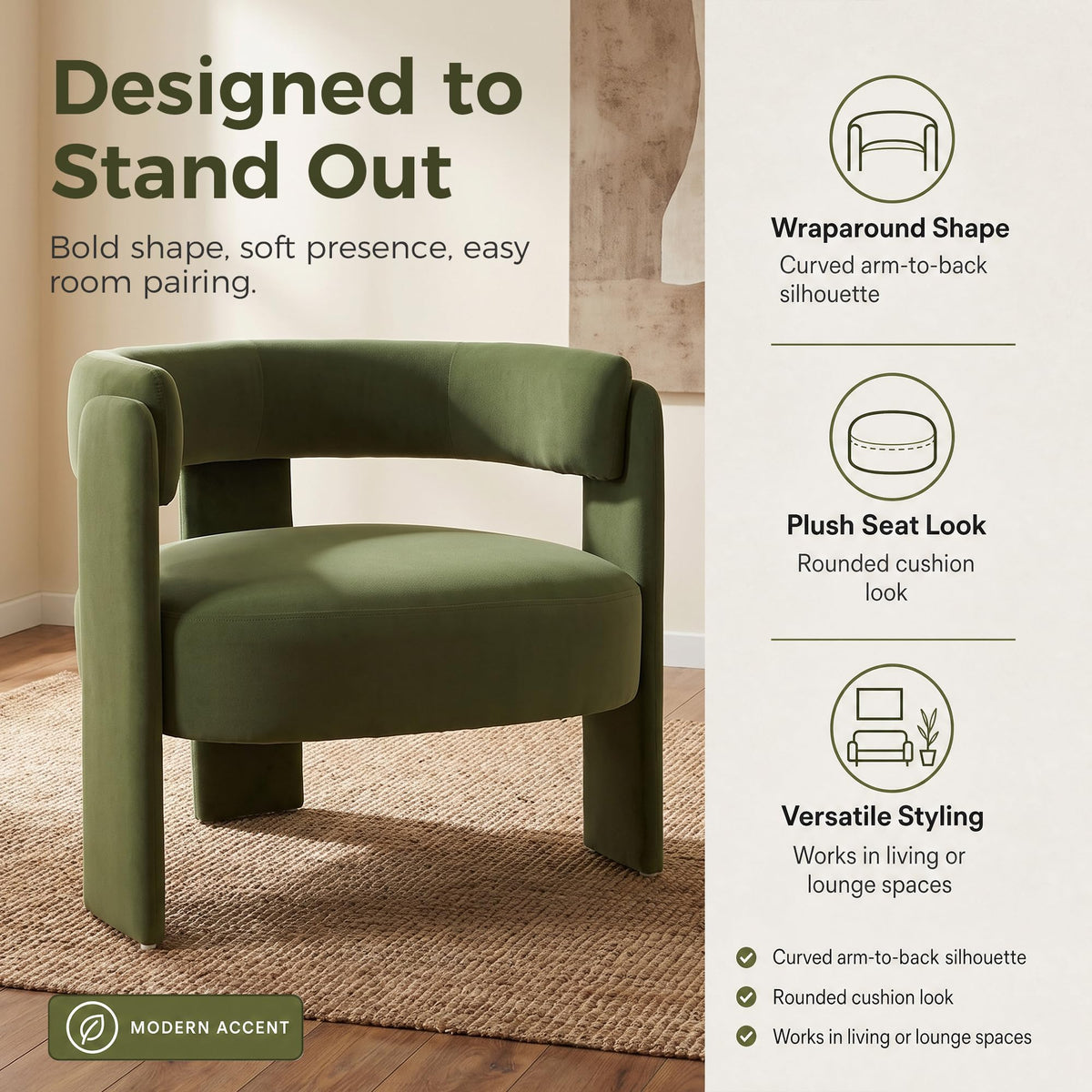 Set of 2 Velvet Upholstered Accent Chairs with Wooden Legs J182207