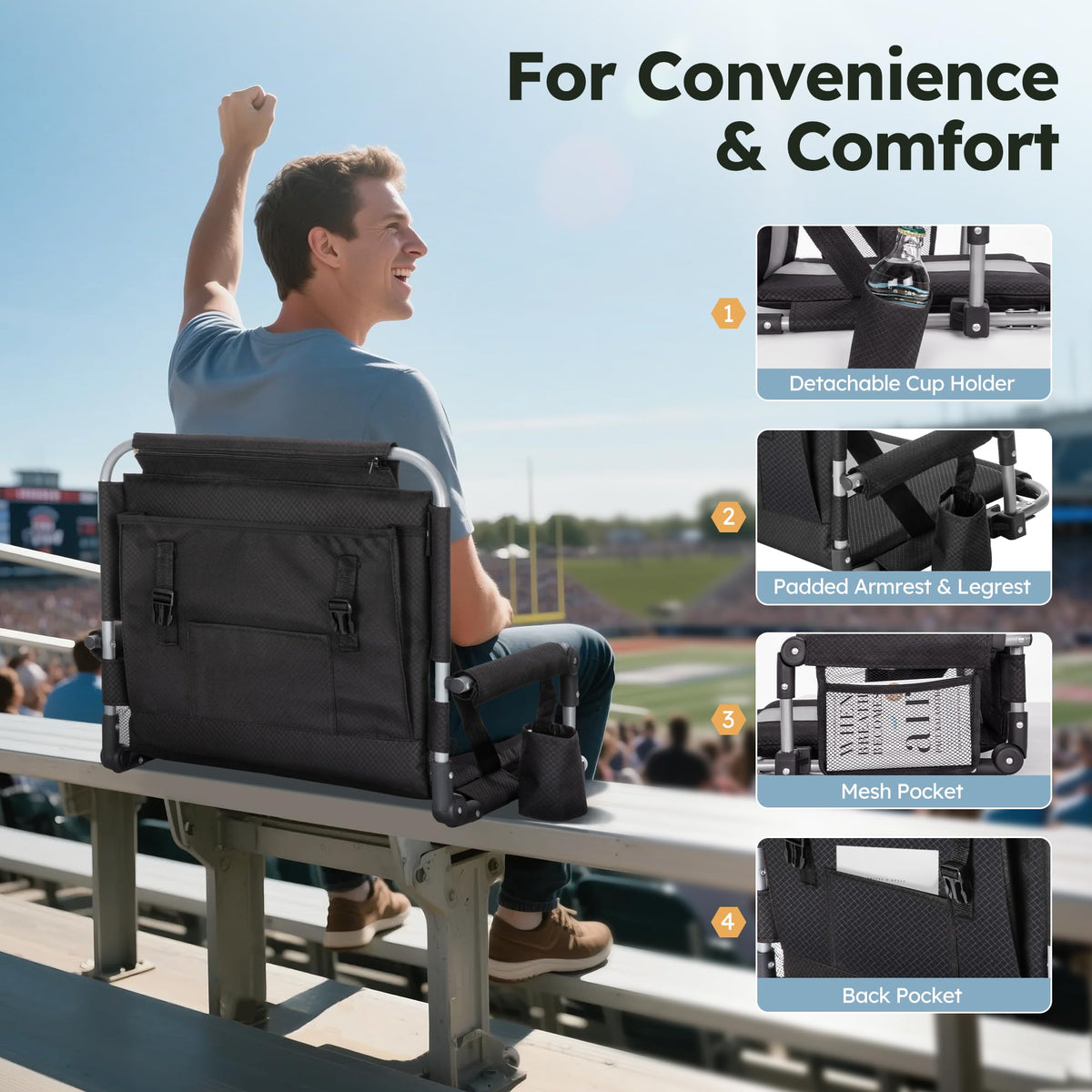 2 Pack Folding Stadium Seats Y80072
