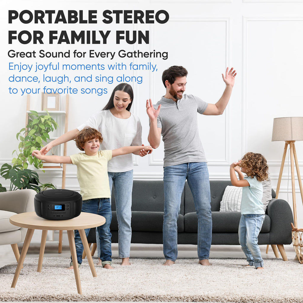 Portable Bluetooth CD Player Boombox with FM Radio B7725