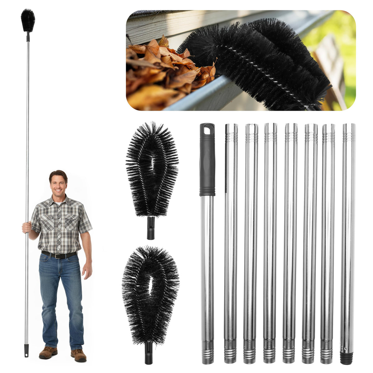 10.5 ft Adjustable Gutter Cleaning Tools with Pole N2150
