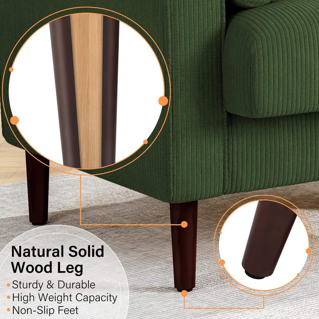 Set of 2 Green Corduroy Upholstered Accent Chairs I306776