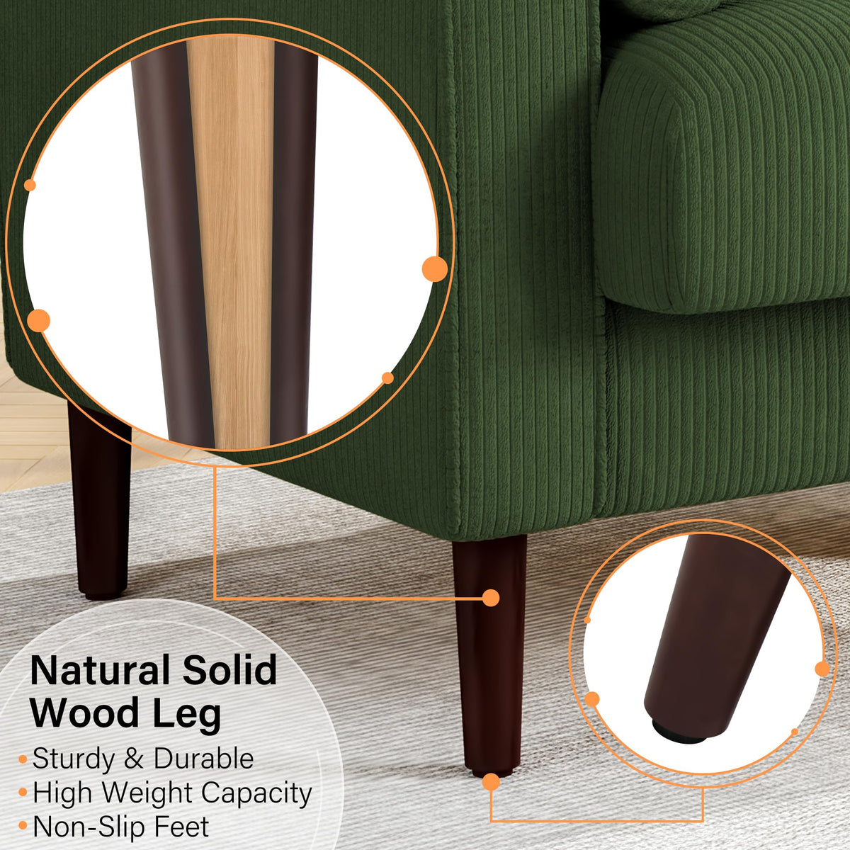 Set of 2 Green Corduroy Upholstered Accent Chairs I306776