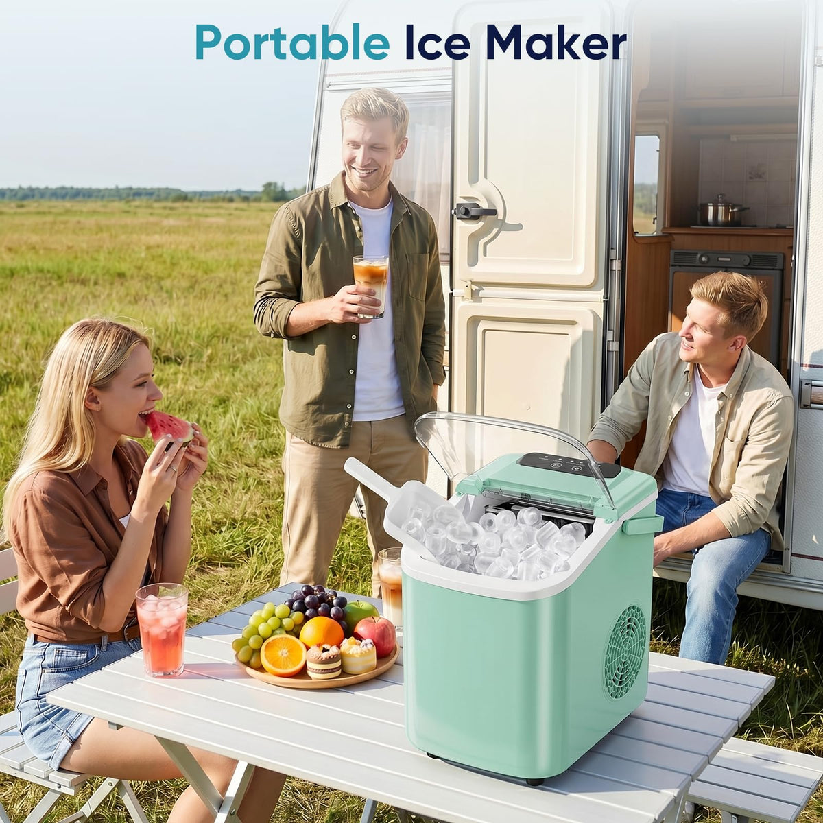 Countertop Ice Maker with Basket and Scoop, 26lbs Daily D9642