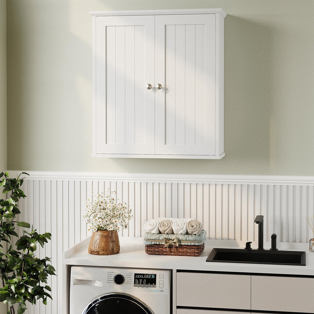 White Wall Mount Bathroom Cabinet with 2 Doors Y426